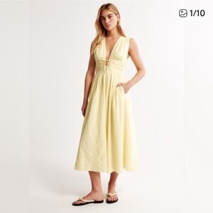 Seersucker Ruched Midi Dress